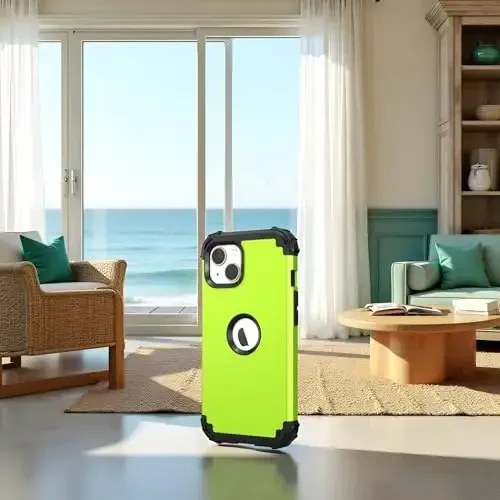 IDweel iPhone 15 Plus uchun g'ilof Ekran himoyachisi bilan, 3 in 1 zarbaga chidamli ingichka mos gibrid kuchli qattiq kompyuter qopqog'i yumshoq silikon bamper to'liq korpus (yashil) - 3