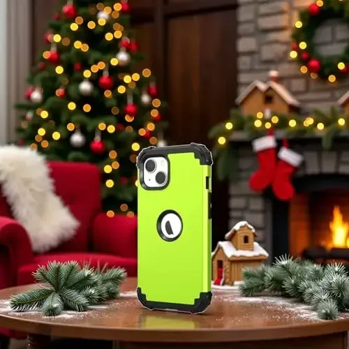 IDweel iPhone 15 Plus uchun g'ilof Ekran himoyachisi bilan, 3 in 1 zarbaga chidamli ingichka mos gibrid kuchli qattiq kompyuter qopqog'i yumshoq silikon bamper to'liq korpus (yashil) - 5