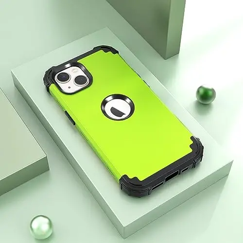 IDweel iPhone 15 Plus uchun g'ilof Ekran himoyachisi bilan, 3 in 1 zarbaga chidamli ingichka mos gibrid kuchli qattiq kompyuter qopqog'i yumshoq silikon bamper to'liq korpus (yashil) - IDWEEL (1)