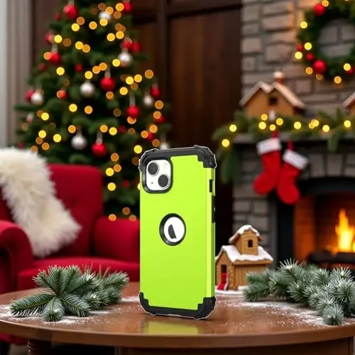 IDweel iPhone 15 Plus uchun g'ilof Ekran himoyachisi bilan, 3 in 1 zarbaga chidamli ingichka mos gibrid kuchli qattiq kompyuter qopqog'i yumshoq silikon bamper to'liq korpus (yashil) - 5