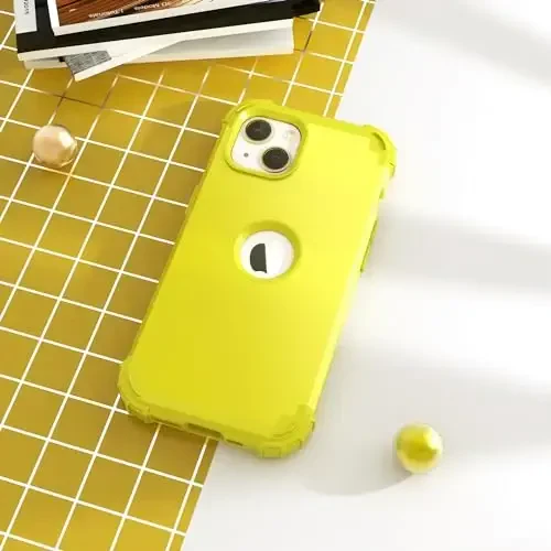 IDweel uchun iPhone 15 Plus korpusi ekran himoyasi bilan, 3-in-1 hashamatli shikastlanishga chidamli ingichka hybrid og'ir vazifali himoya qoplamali yaltiroq qattiq PC qoplamali yumshoq silikon to'sqich bilan to'liq tanali himoya qoplamali, sariq - 2