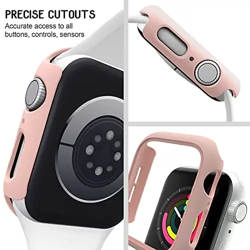 IEOVIEE 3 Pack Compatible for Apple Watch Case 40mm Series 6/5/4/SE, Hard PC Bumper Case Protective Cover Frame, Starlight/White/Pink - 3