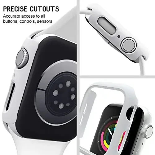 IEOVIEE 3 Pack Compatible for Apple Watch Case 40mm Series 6/5/4/SE, Hard PC Bumper Case Protective Cover Frame, Starlight/White/Pink - 2