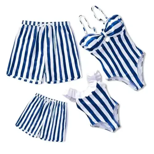 IFFEI Family Matching Swimsuits One Piece Bathing Suits Hollow Out Monokini Mommy and Me Swimwear Beachwear - IFFEI