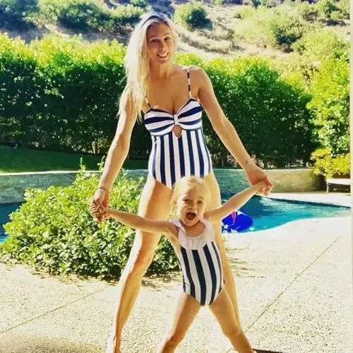IFFEI Aile Kombinasyonu Tek Parça Mayo Oyma Monokinili Anne ve Kız Mayo Plaj Kıyafeti - 2