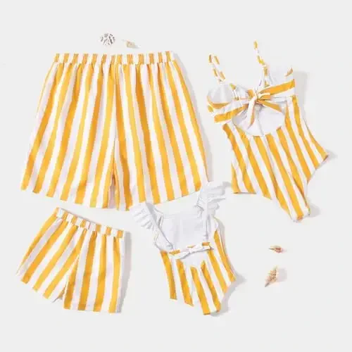 IFFEI Family Matching Swimsuits One Piece Bathing Suits Hollow Out Monokini Mommy and Me Swimwear Beachwear - 6