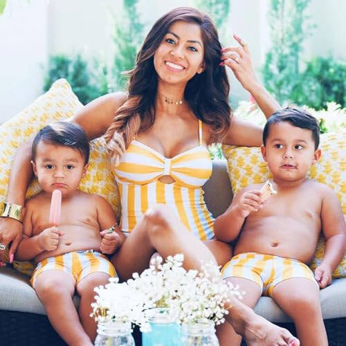 IFFEI Family Matching Swimsuits One Piece Bathing Suits Hollow Out Monokini Mommy and Me Swimwear Beachwear - 2