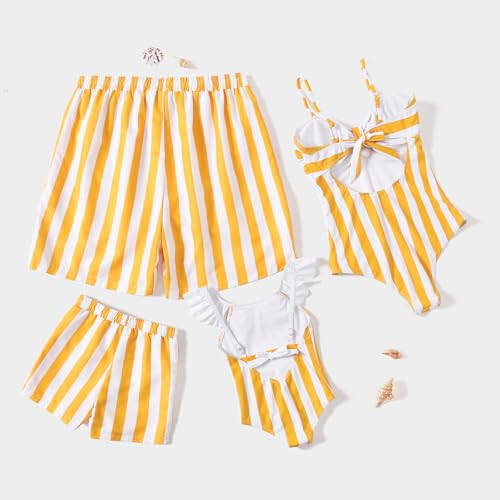 IFFEI Family Matching Swimsuits One Piece Bathing Suits Hollow Out Monokini Mommy and Me Swimwear Beachwear - 6