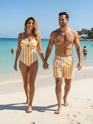 IFFEI Family Matching Swimsuits One Piece Bathing Suits Hollow Out Monokini Mommy and Me Swimwear Beachwear - 1