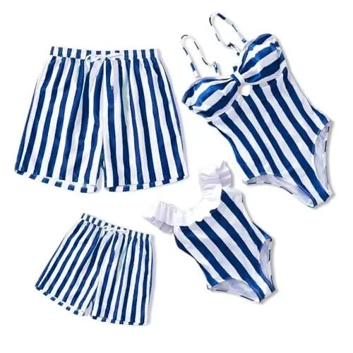 IFFEI Family Matching Swimsuits One Piece Bathing Suits Hollow Out Monokini Mommy and Me Swimwear Beachwear - 1