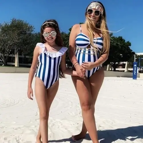IFFEI Family Matching Swimsuits One Piece Bathing Suits Hollow Out Monokini Mommy and Me Swimwear Beachwear - 3