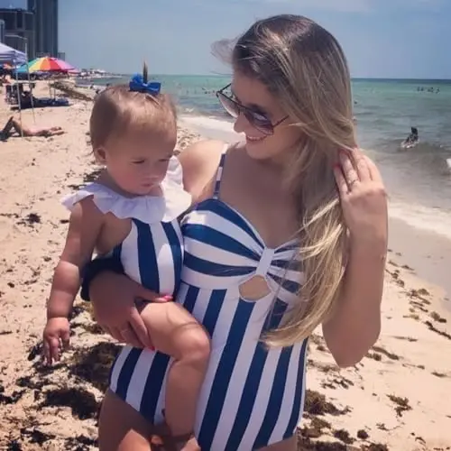 IFFEI Family Matching Swimsuits One Piece Bathing Suits Hollow Out Monokini Mommy and Me Swimwear Beachwear - 4