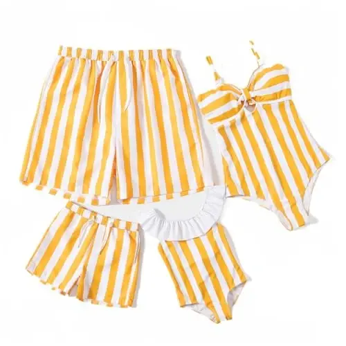 IFFEI Mommy and Me Family Matching Swimsuits Cut Out One Piece Bathing Suits Monokini Swimwear Beachwear - IFFEI