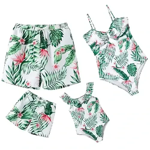 IFFEI Oila mos keladigan suzish kostyumlari Bir qismli cho'milish kostyumlari O'yilgan Monokini Ona va Men suzish kiyimlari Beachwear - IFFEI