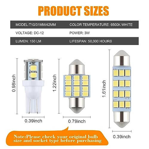 iFunyLED 24 dona Kubba Chiroqi LED Avtomobil ichki Lampochka to'plami 194 T10 DE3175 578 31mm 42mm Lampochkalar Avtomobil xaritasi Nomer plitasi Eshik Yon marker Burun Bagaj Chirog'i - Oq - 2