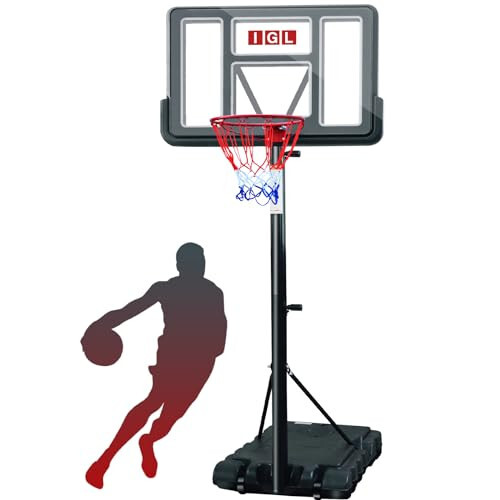 IGL Portable Basketball Hoop, 5.6-10FT Adjustable Basketball Goal System, 44 Inch Outdoor Basketball Hoop & Goals for Kids, Youth, and Adults in The Backyard, Driveway with PC Backboard - 7