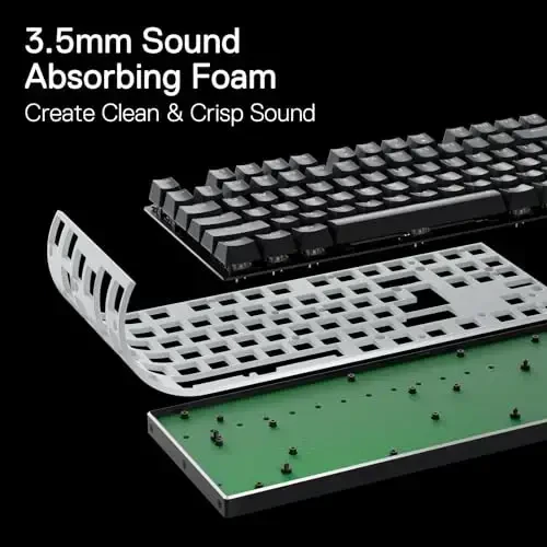 Игровая клавиатура Redragon K660 (K556 TKL) RGB с проводным подключением, 80% 87 клавиш механическая клавиатура с алюминиевой основой, обновленный разъем для горячей замены и шумопоглощающие пенопласты, тихий линейный красный переключатель 