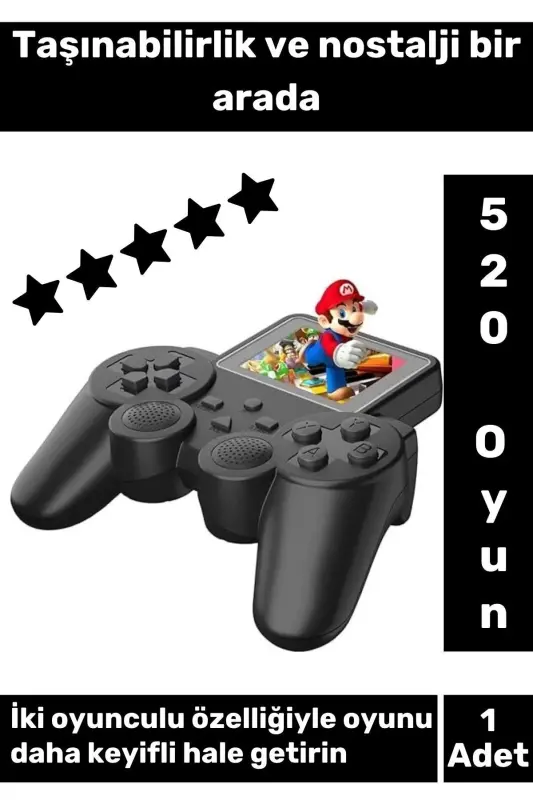 Игровая консоль Ateri черного цвета 2 игрока мини-портативный 520 игр - WINTOUP