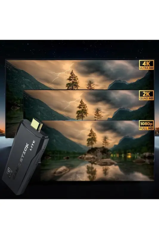 Игровая консоль с двумя беспроводными джойстиками, 20 000 игр, 4K Full HD Game Stick для телевизора, ретро Atari - 3