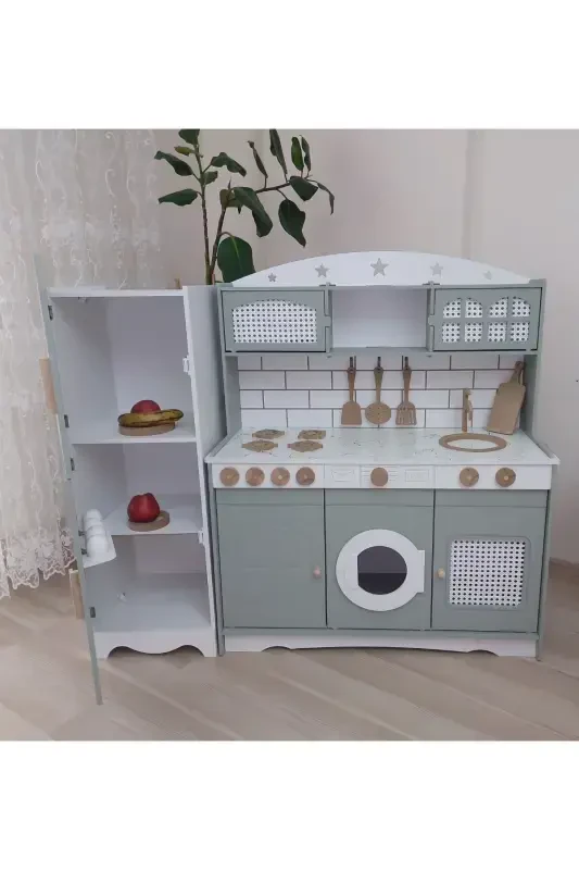 Игровая кухня с холодильником и игровым прилавком (ЗЕЛЕНЫЙ-С LED) - 5