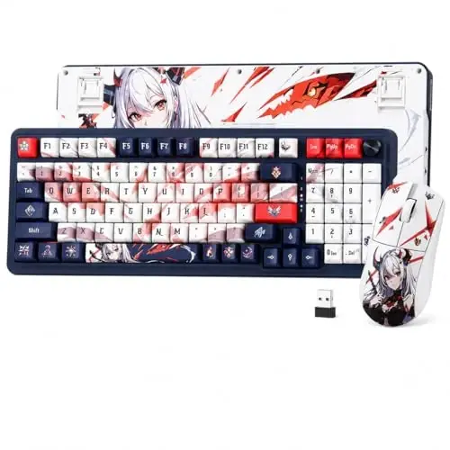 Игровая механическая клавиатура и мышь Redragon Eisa Anime Combo, беспроводная клавиатура K686 PRO SE с 98 клавишами и прокладкой и мышь M916AK PRO 42G Ultra-Light 26K DPI, 3 режима BT/2,4 ГГц/USB-C, подсветка RGB - 1