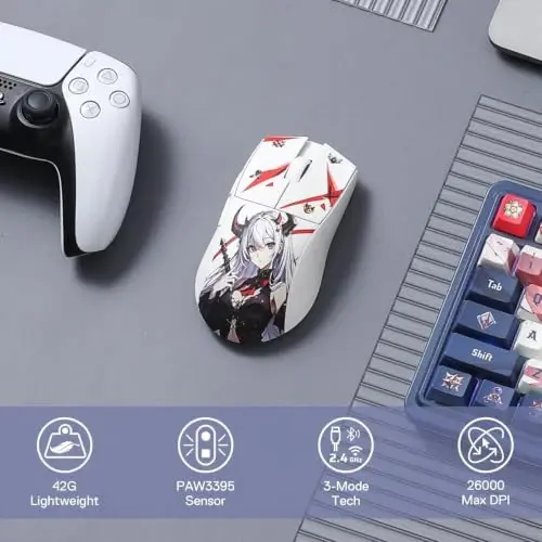 Игровая механическая клавиатура и мышь Redragon Eisa Anime Combo, беспроводная клавиатура K686 PRO SE с 98 клавишами и прокладкой и мышь M916AK PRO 42G Ultra-Light 26K DPI, 3 режима BT/2,4 ГГц/USB-C, подсветка RGB - 6