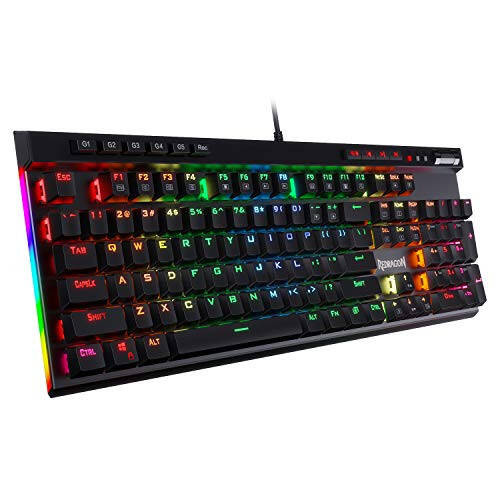 Игровая механическая клавиатура Redragon K580 VATA с RGB-подсветкой, макроклавишами и выделенными элементами управления мультимедиа, гнездом для горячей замены, встроенной записью макросов (синие переключатели) - 1