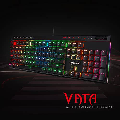 Игровая механическая клавиатура Redragon K580 VATA с RGB-подсветкой, макроклавишами и выделенными элементами управления мультимедиа, гнездом для горячей замены, встроенной записью макросов (синие переключатели) - 2