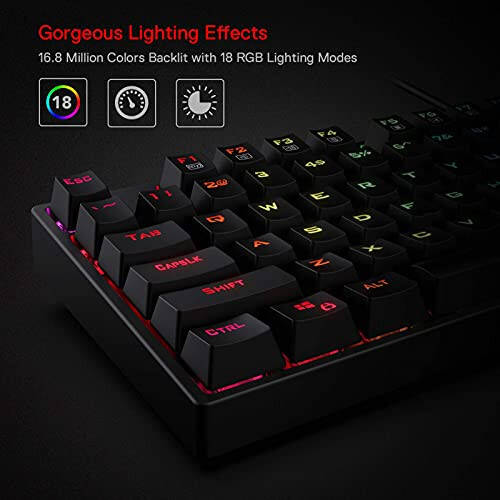 Игровая механическая клавиатура Redragon K582 SURARA с RGB-подсветкой, 104 клавишами, линейными и тихими красными переключателями - 2