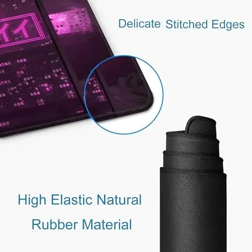 Игровая мышь SANWUMIAN, большие аниме-коврики для мыши для стола, нескользящая резиновая основа, коврик для мыши и клавиатуры для стола с прошитыми краями, 31,5x11,8 дюймов - 4