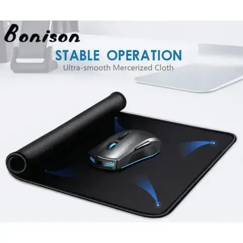 Игровая подставка для мыши 12x10x1/8 дюйма. Тонкие прошитые края и нескользящая основа из натуральной резины. Премиальная фактура и водонепроницаемая подставка для мыши. Коврик для мыши для компьютера, ноутбука, ПК, офиса и дома. Черный. - 5