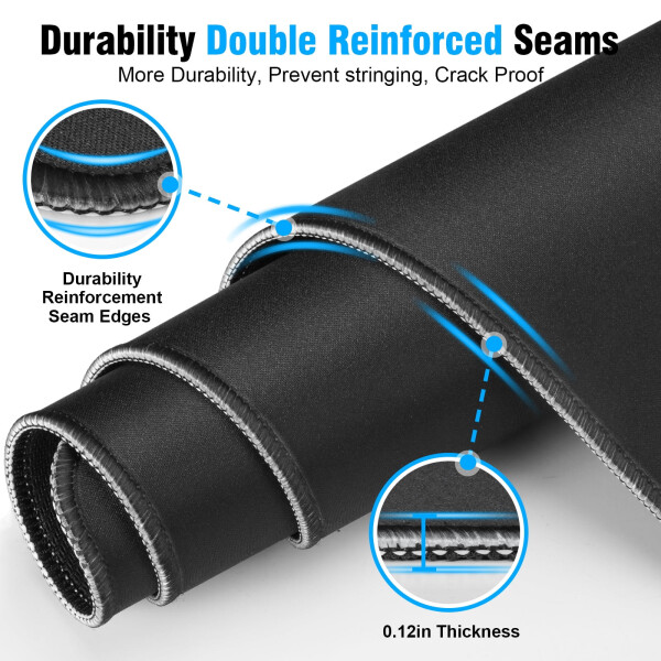 Игровая подставка для мыши 31.5x11.8 дюймов, премиум-текстурированный нескользящий резиновый и водонепроницаемый коврик для мыши с прошитыми краями для игр, офиса и дома, черный. - 16
