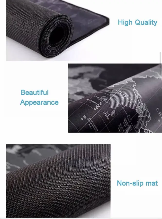 Игровая подставка для мыши American Notions XL, для мышей и клавиатур, нескользящая резина, ноутбук Mac PC (черная карта мира) - 10