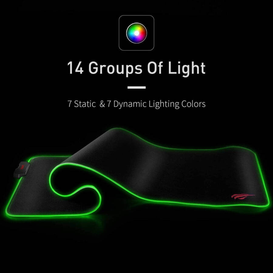 Игровая подставка для мыши и стола с большой, мягкой LED-подсветкой RGB, 14 режимов освещения. - 12