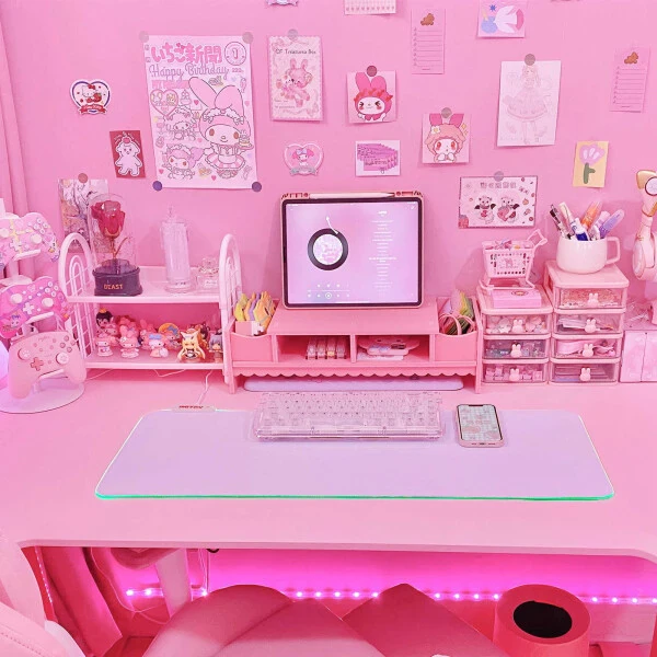 Игровая подставка для мыши с RGB-подсветкой, нескользящим резиновым основанием, увеличенного размера (31,5x12 дюймов). Идеально подходит для геймеров! - 5