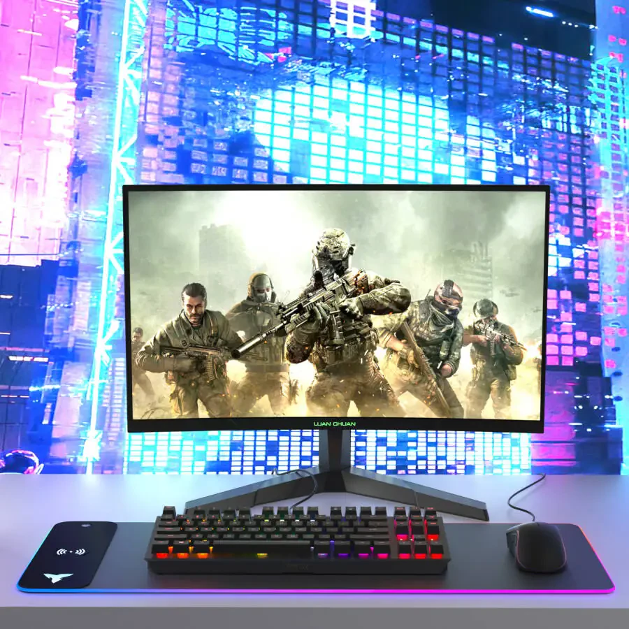 Игровая подставка для мыши Tiburn RGB 15 Вт с беспроводной зарядкой, большая, резиновая, с десятью цветами (черная) - 15