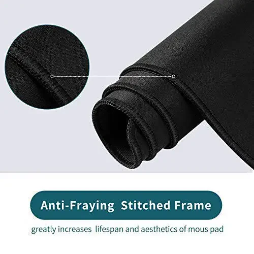 Игровой коврик ALOANES большого размера с нескользящим резиновым основанием, прошитым краем, коврик для стола для ноутбука, компьютера и ПК, подставка для запястья для геймера, офис и дом, классический черный XL 11.81''x31.50''x0.12'' - 9