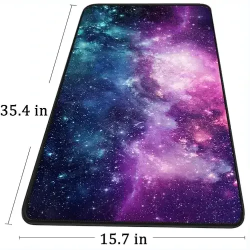 Gaming Mouse Pad with Stitched Edges, (35.4X15.7In) Durable Non-Slip Natural Rubber Base, Waterproof Computer Keyboard Pad Mat for Esports Pros/Gamer/Desktop/Office/Home, Galaxy - 6