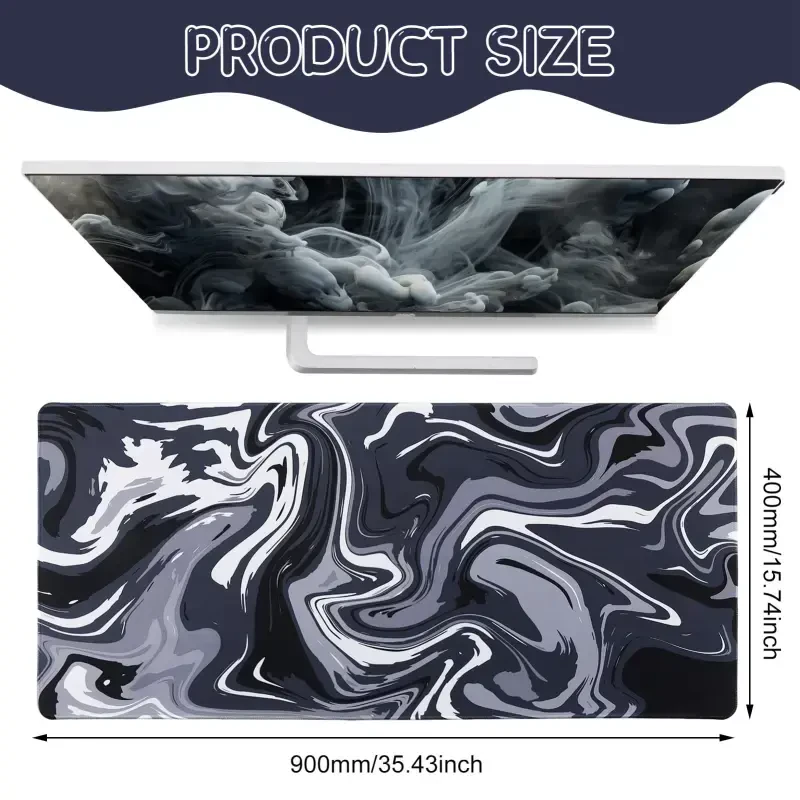 Игровой коврик Sixwipe XXL, Нескользящий коврик для компьютера 35,4 x 15,7 дюйма для стола, 3 мм утолщенный большой резиновый коврик для мыши с прошитыми краями для работы, игр, офиса, дома - SIXWIPE