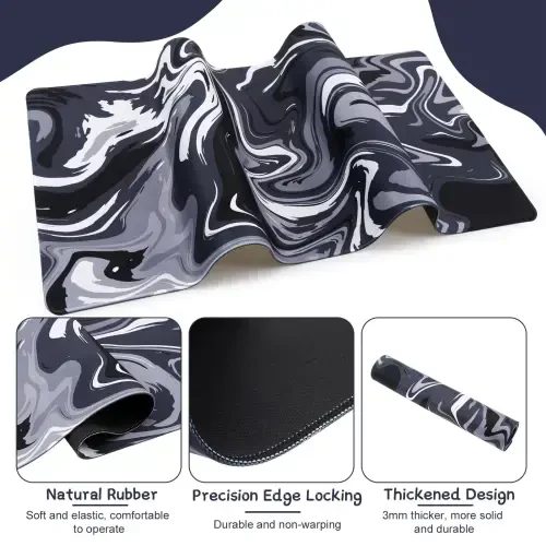 Игровой коврик Sixwipe XXL, Нескользящий коврик для компьютера 35,4 x 15,7 дюйма для стола, 3 мм утолщенный большой резиновый коврик для мыши с прошитыми краями для работы, игр, офиса, дома - SIXWIPE (1)