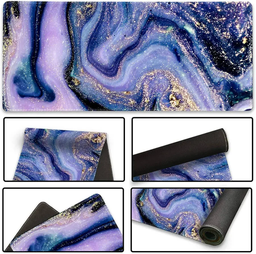 Игровой коврик XXL, большой коврик для клавиатуры, декор рабочего стола, нескользящая резиновая основа и прошитые края для работы, игр, офиса, дома. - 9