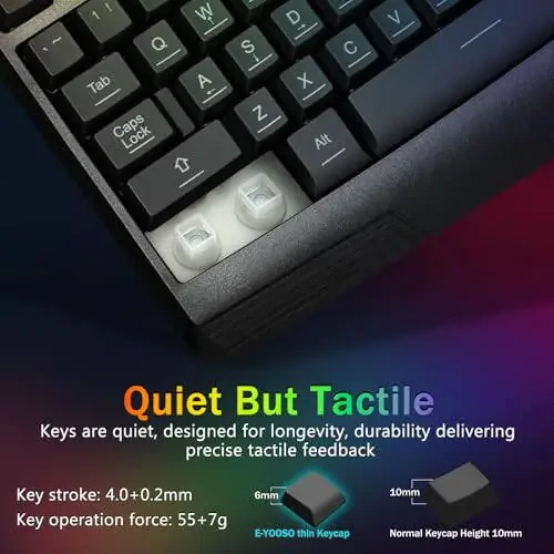 Игровой набор клавиатура и мышь, CQ109 RGB LED с подсветкой, анти-гхостинг, проводная мембранная клавиатура с 104 клавишами + 8 дополнительных горячих клавиш, мышь RGB 1000-3200 DPI для PC/Xbox/PS4 (черный) - 4