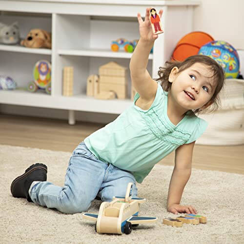 Игровой набор Melissa & Doug деревянный самолет с 4 фигурками и 4 чемоданами - Игрушечный самолет для малышей, Классические деревянные игрушки для детей - 47