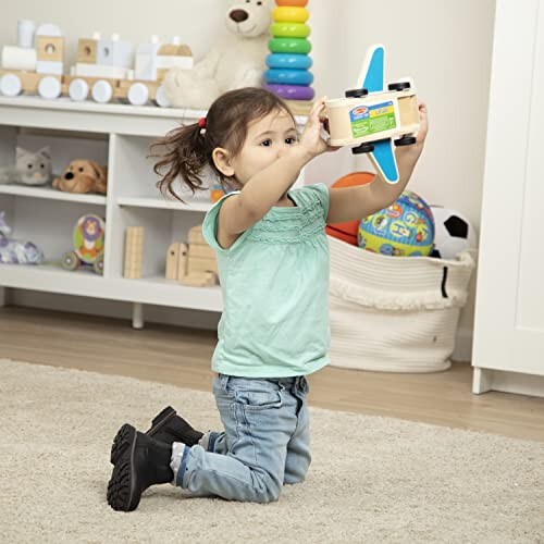 Игровой набор Melissa & Doug деревянный самолет с 4 фигурками и 4 чемоданами - Игрушечный самолет для малышей, Классические деревянные игрушки для детей - 49