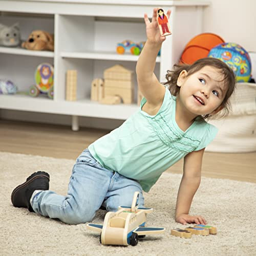 Игровой набор Melissa & Doug деревянный самолет с 4 фигурками и 4 чемоданами - Игрушечный самолет для малышей, Классические деревянные игрушки для детей - 4