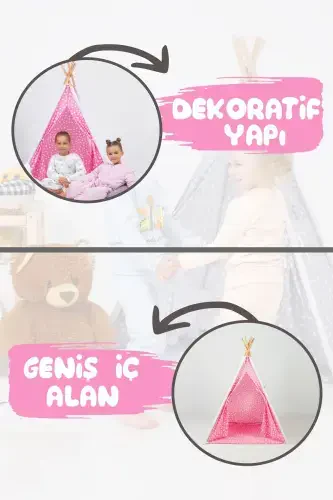 Игровой приятель Индеец Хлопковый детский игровой домик-РОЗОВЫЙ - 3