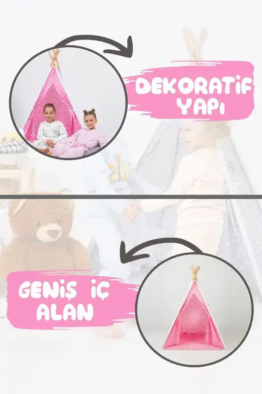 Игровой приятель Индеец Хлопковый детский игровой домик-РОЗОВЫЙ - 3