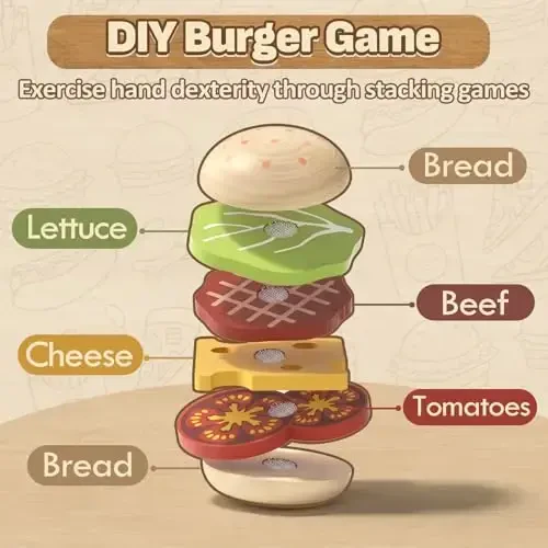 Игровые наборы еды Lehoo Castle для детской кухни, деревянные игрушки для детей 1-3 лет, набор для игры в пикник, игрушки для нарезки еды, подарок для девочек и мальчиков 3 4 5 6 - 3