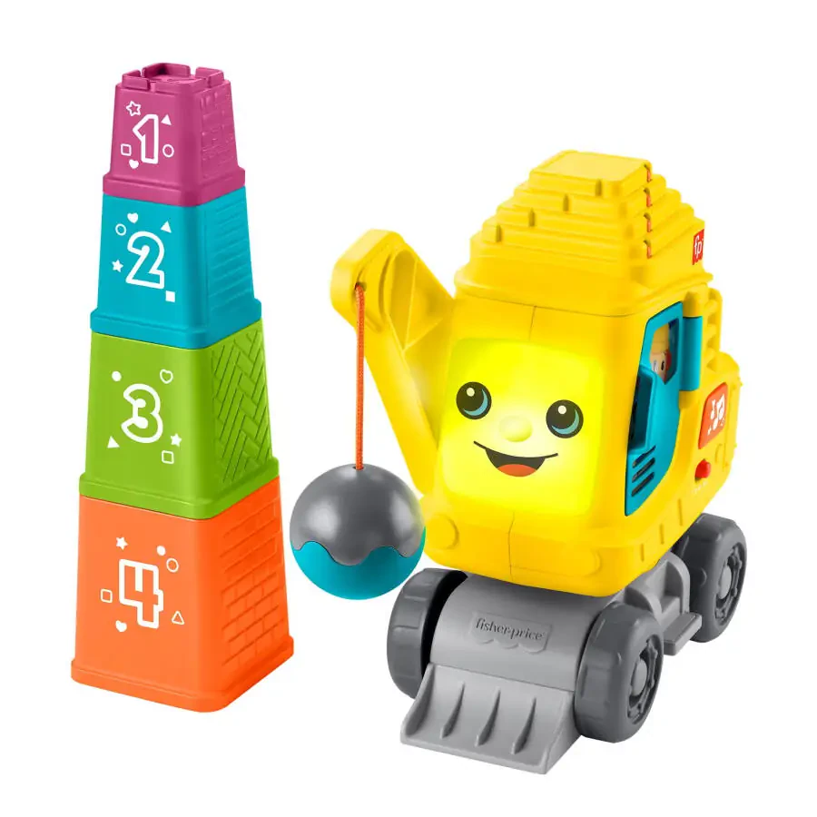Игрушка для обучения Fisher-Price Count & Stack Crane с блоками для строительства, для младенцев и малышей от 9 месяцев - 1