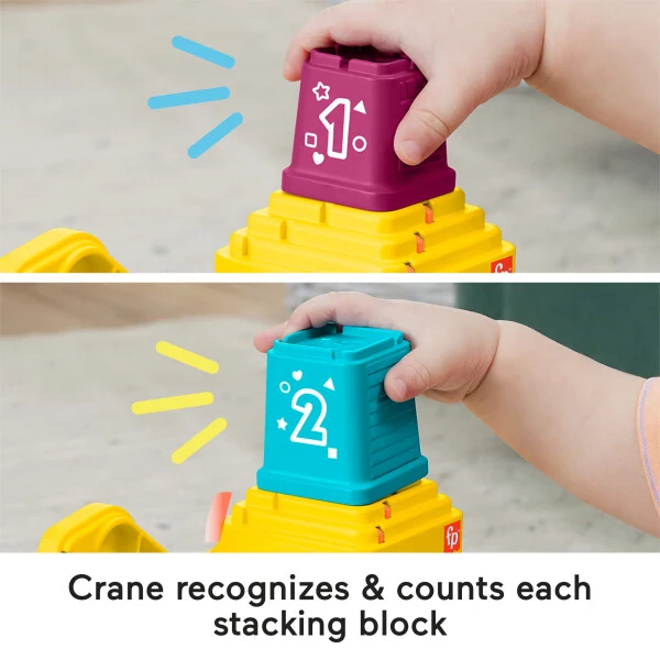 Игрушка для обучения Fisher-Price Count & Stack Crane с блоками для строительства, для младенцев и малышей от 9 месяцев - 3